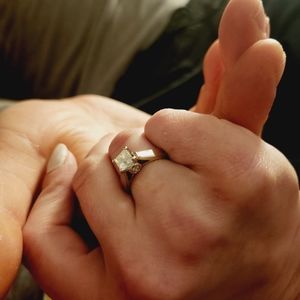 Solitaire 14K WHITE Gold Princess Cut Ring